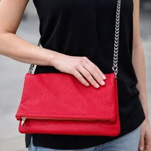 Express Red Crossbody Bag with Chain Strap
